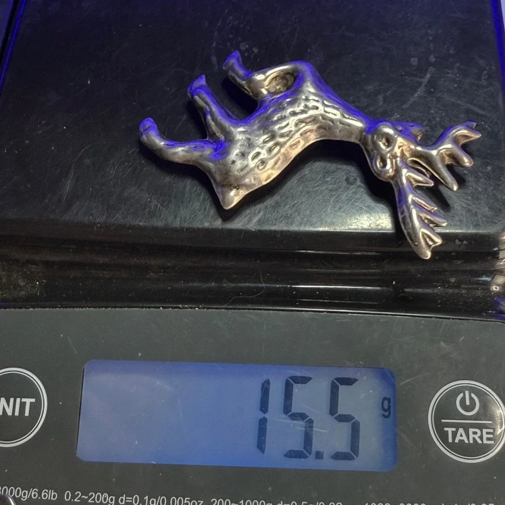 Vintage Taxco Sterling‎ Silver Brooch Pendant Deer Elk Reindeer